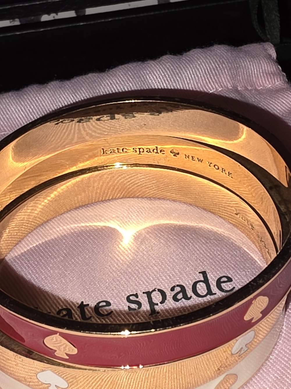 kate spade Red, Gold & Ivory Enamel Spade Bangle Trio - Picture 3 of 4